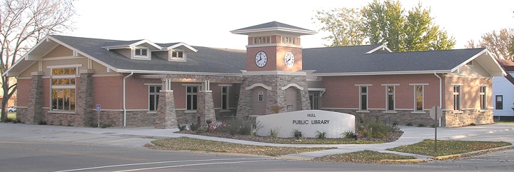 Picture of library building and clock tower